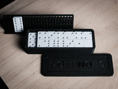 Dominosteine ​​– 3D-gedrucktes Domino-Set mit Schachtel und Ständern