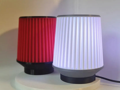 Lámpara Filtro 3D roja, textura vertical y luz cálida para interiores modernos – Prinx.