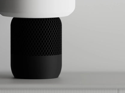 Lámpara Homie 3D encendida, diseño minimalista con luz cálida y base negra – Prinx.