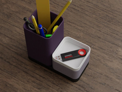 Organizador modular impreso en 3D sobre escritorio moderno – Prinx.